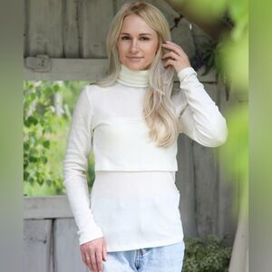 Green Rose Merino Breastfeeding Top